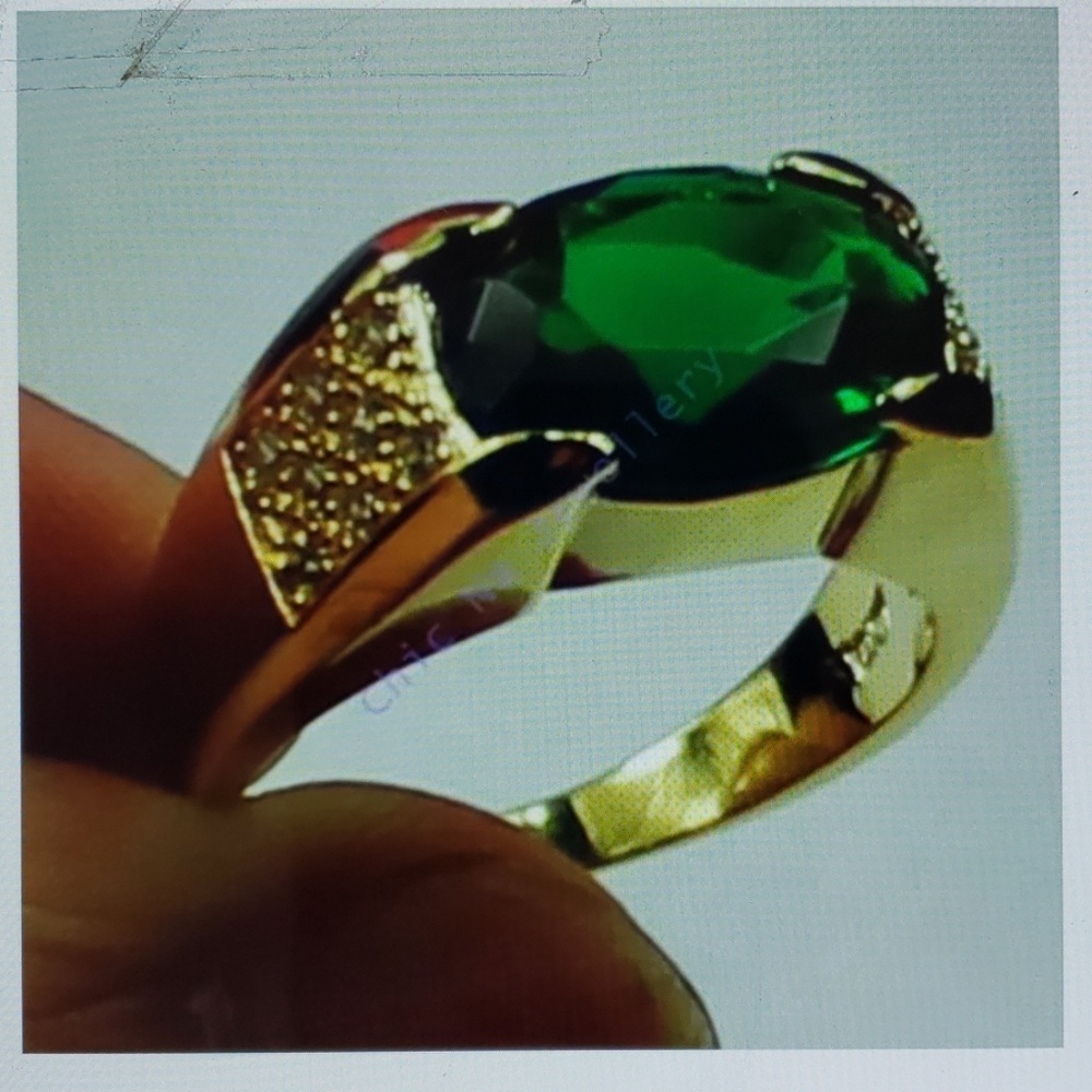 Men's Green 2ct CZ Stone Ring